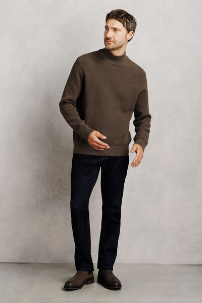 Pull col montant grosse jauge en point de riz