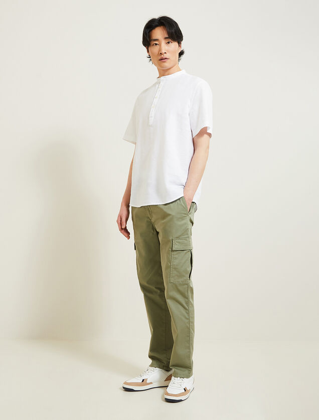 Chemisette enfilage t&ecirc;te regular unie en coton lin