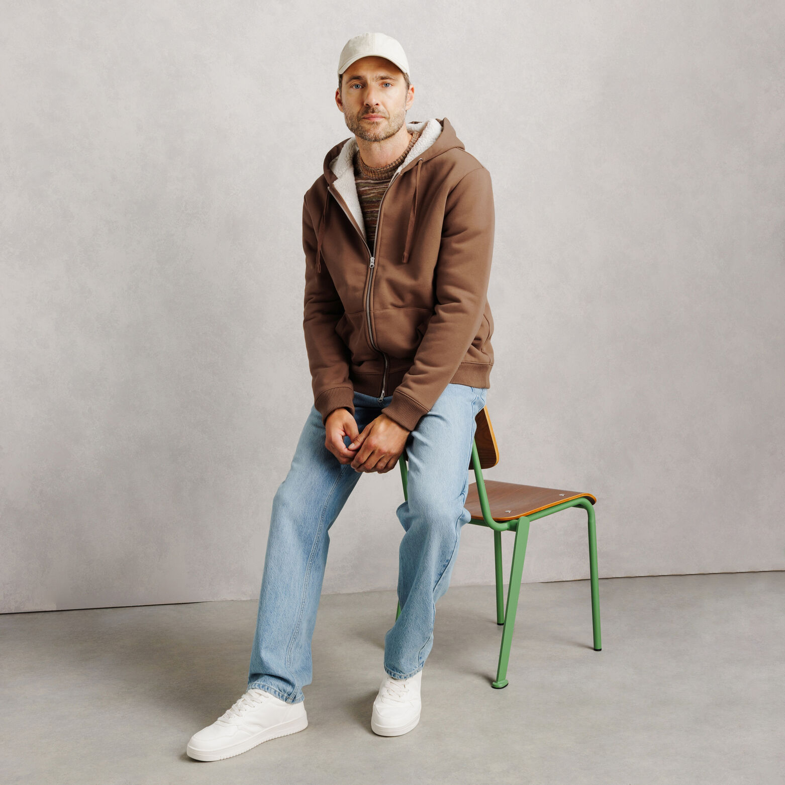 Sweat &agrave; capuche zipp&eacute; doubl&eacute; sherpa