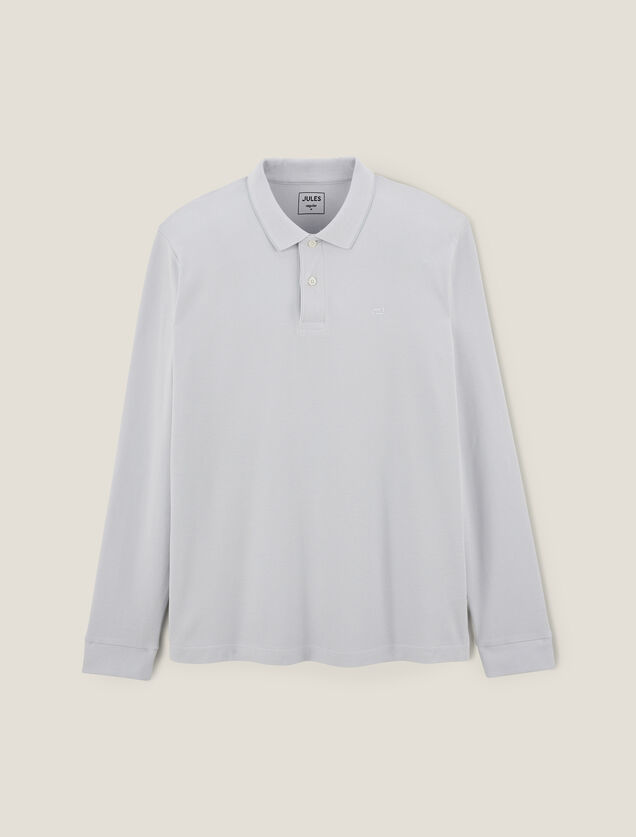 Polo manches longues piqu&eacute; uni