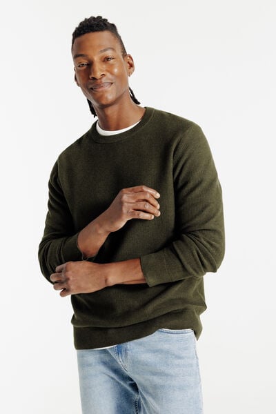 Pull col rond jeux de points fantaisie