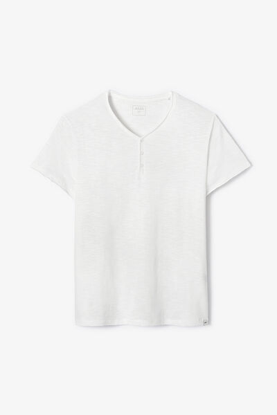 T-shirt met knooplijst in gevlamde stof