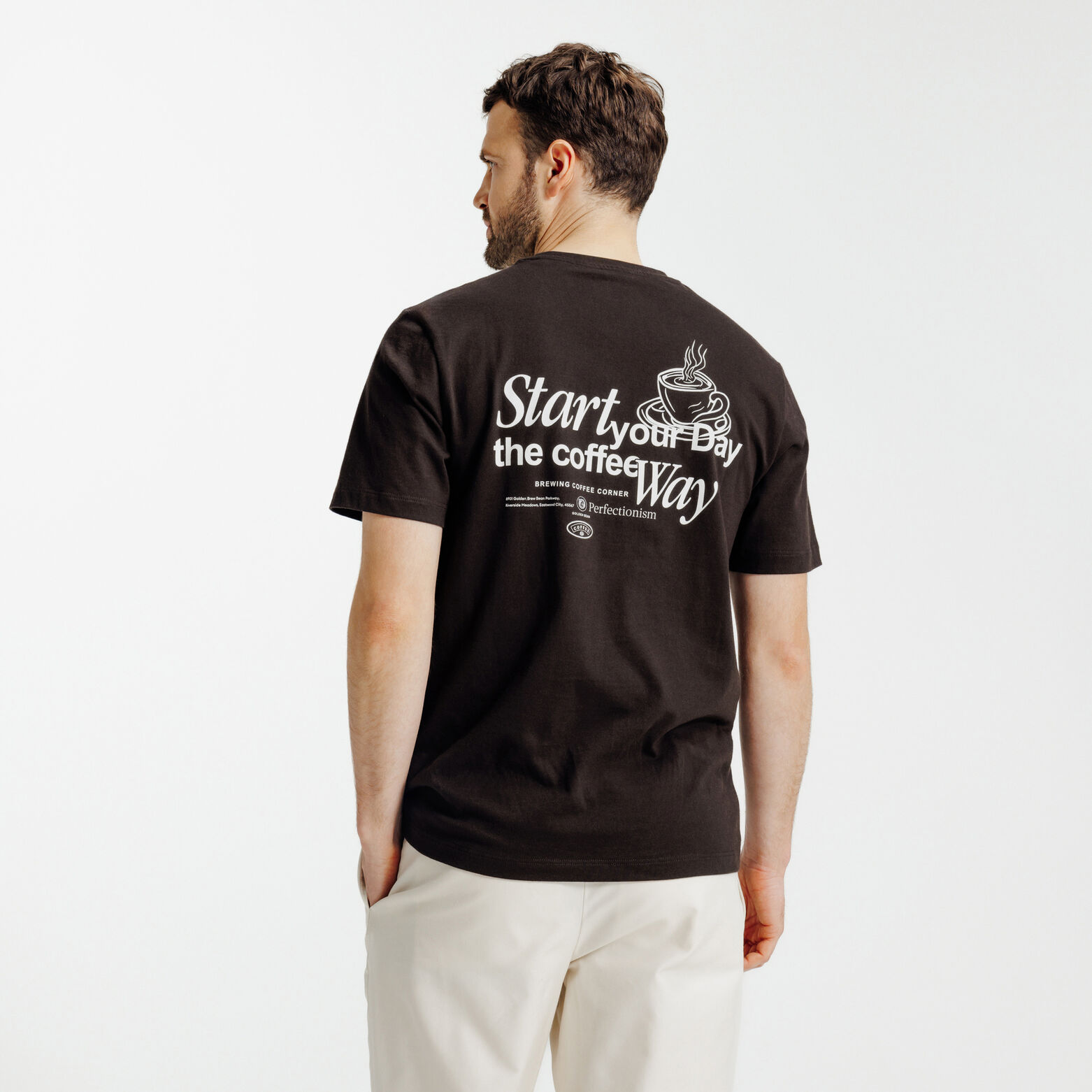 Tee shirt imprim&eacute; devant dos "caf&eacute;"