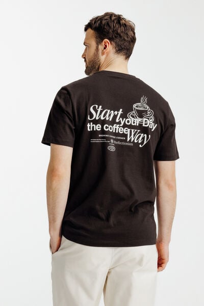 Tee shirt imprim&eacute; devant dos "caf&eacute;"