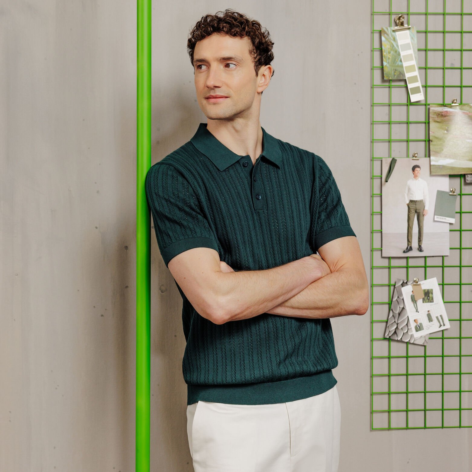 Polo en maille manches courtes jeux de points