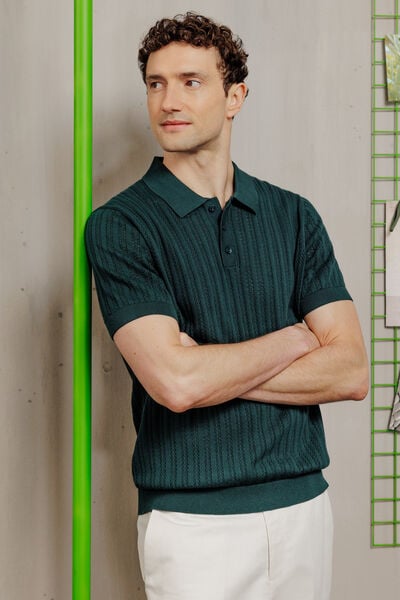 Polo en maille manches courtes jeux de points