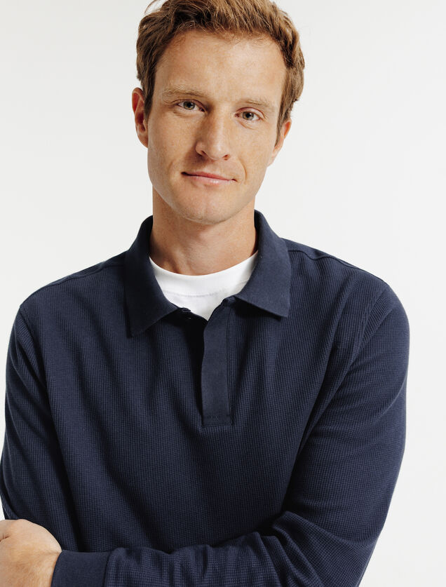 Polo lange mouwen in wafelstof