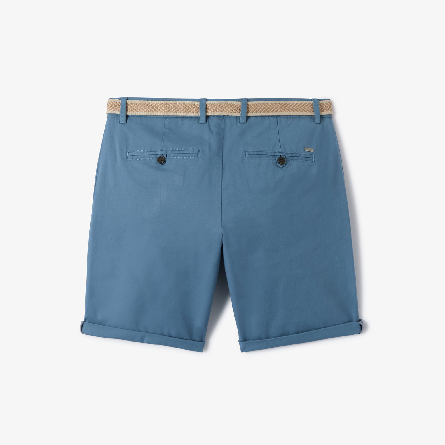 Bermuda chino slim uni avec ceinture