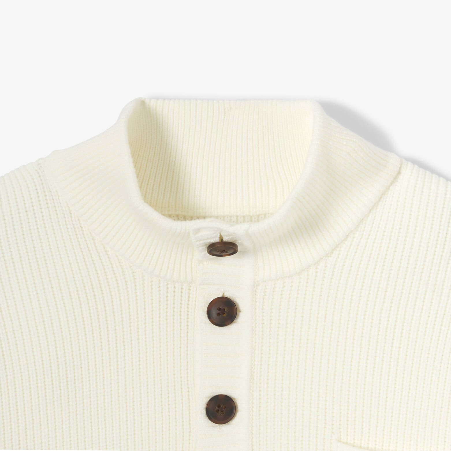 Pull col montant boutonn&eacute; poche poitrine