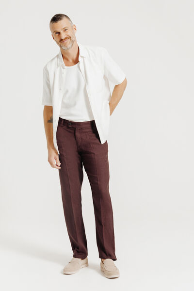 Straight fit chinobroek in 100% linnen