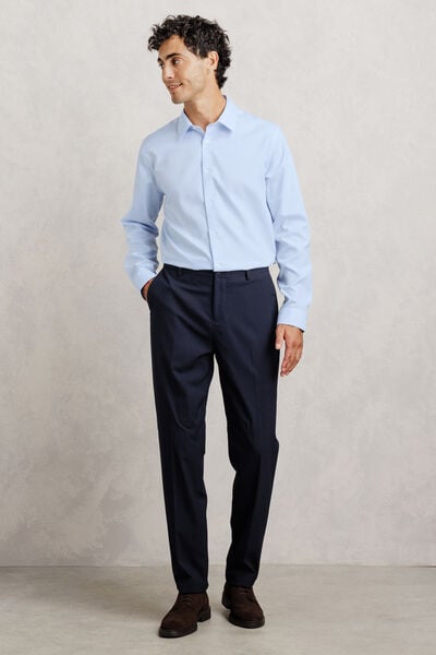 Chemise 100% coton slim sans repassage textur&eacute;e / 
