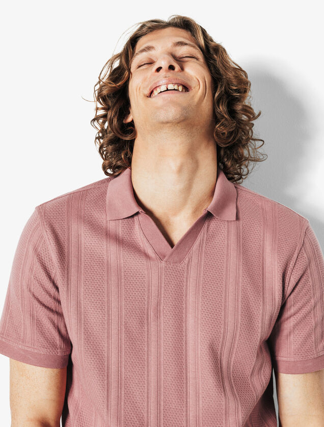 Polo manches courtes col resort à lignes