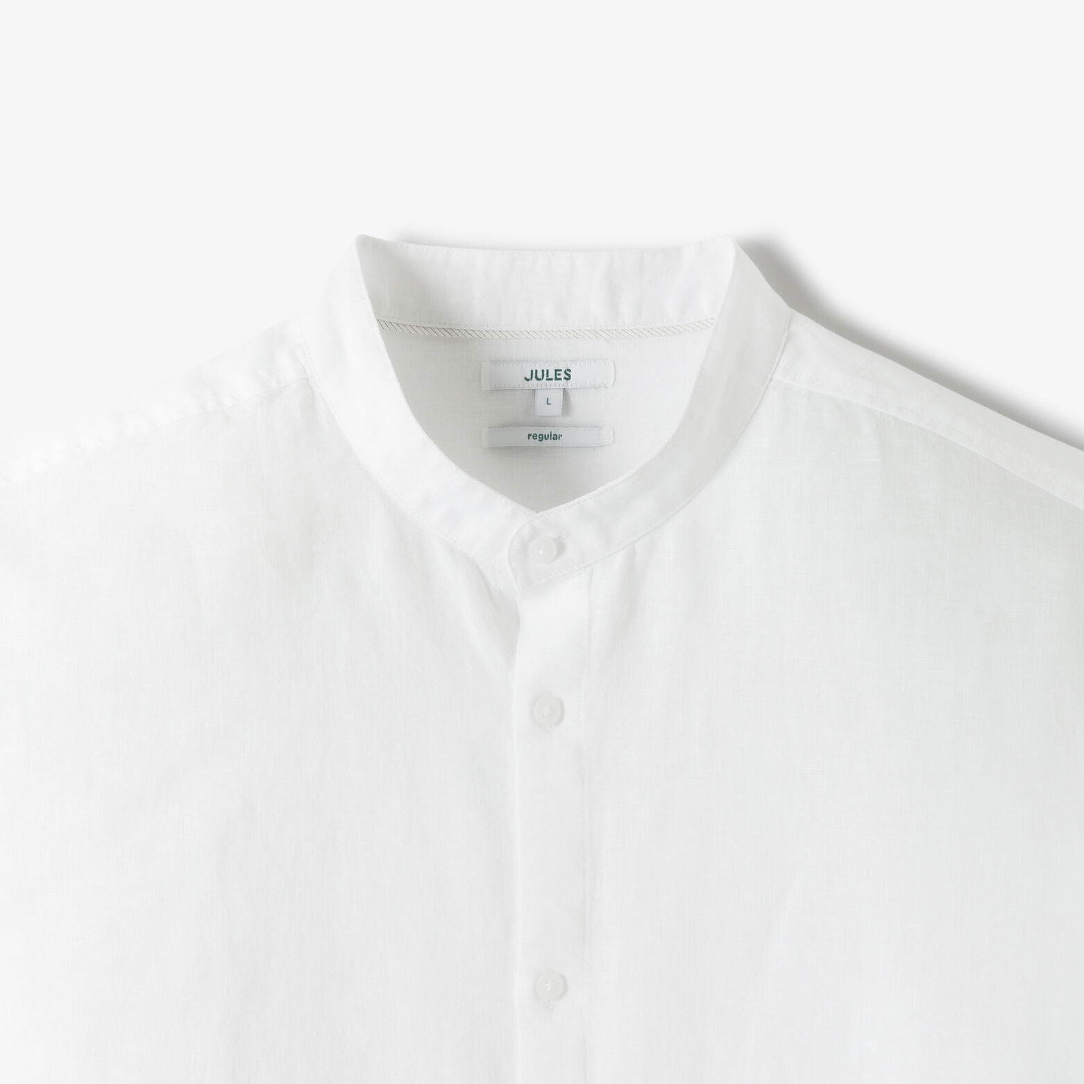 Chemise col mao en lin unie