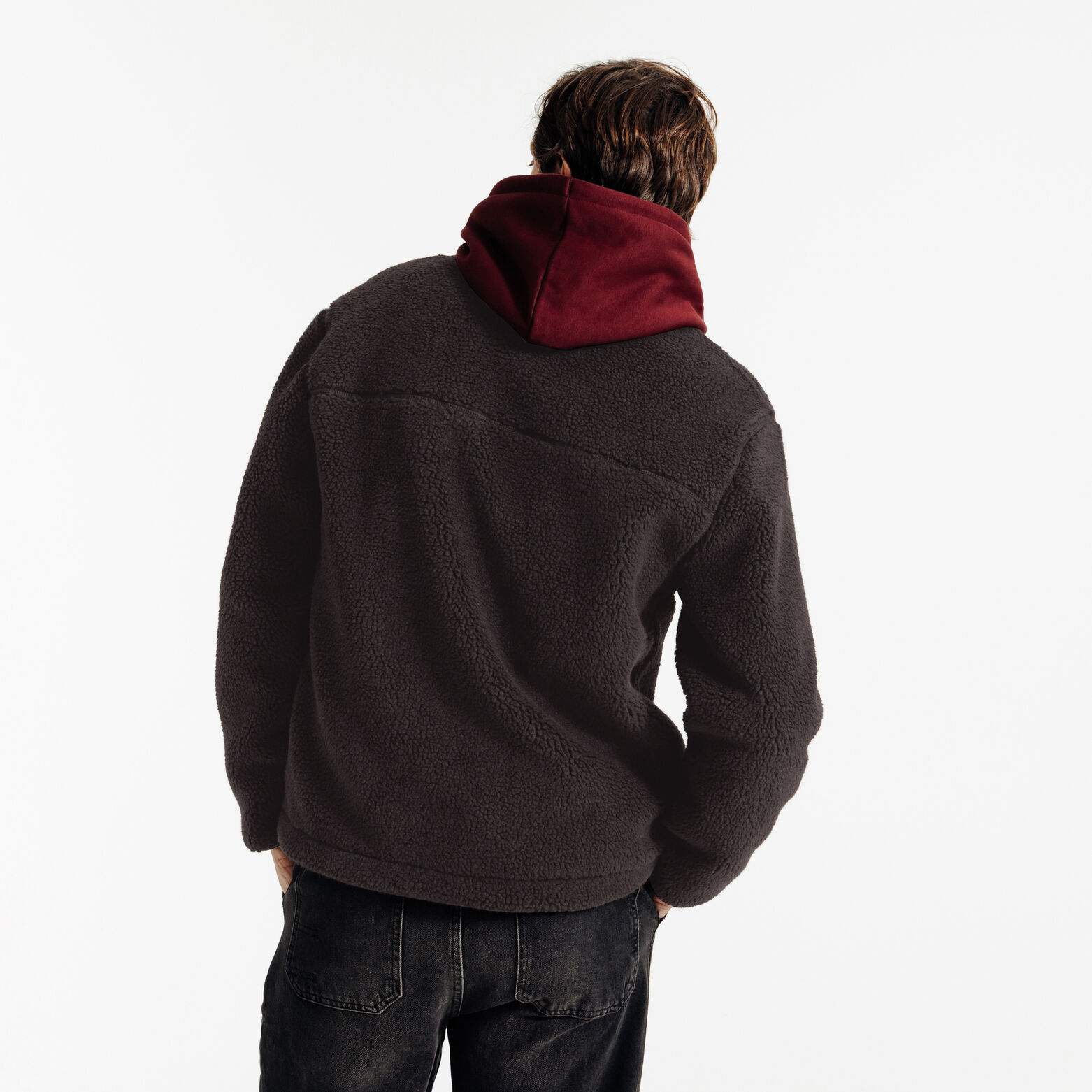 Veste zippée en sherpa contrastée