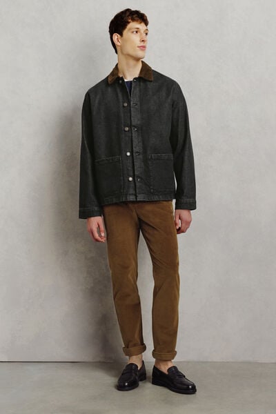 Veste en jean 100% coton col chemise en velours