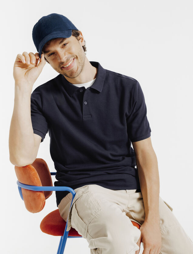 Effen polo in piquékatoen met korte mouwen