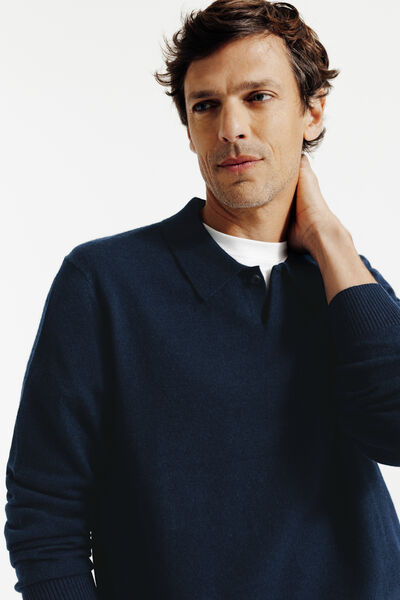 Tricot polo in merinos kasjmier