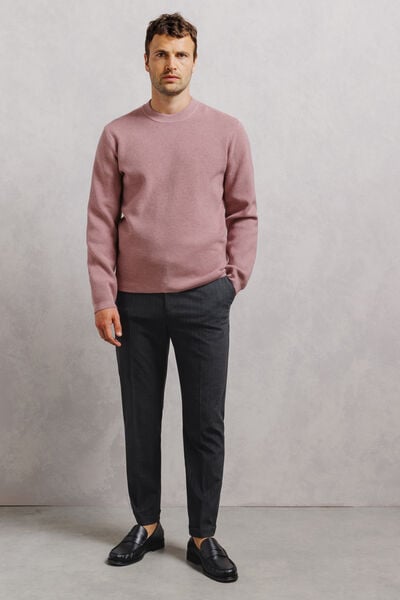 Pull col rond jeux de points fantaisie