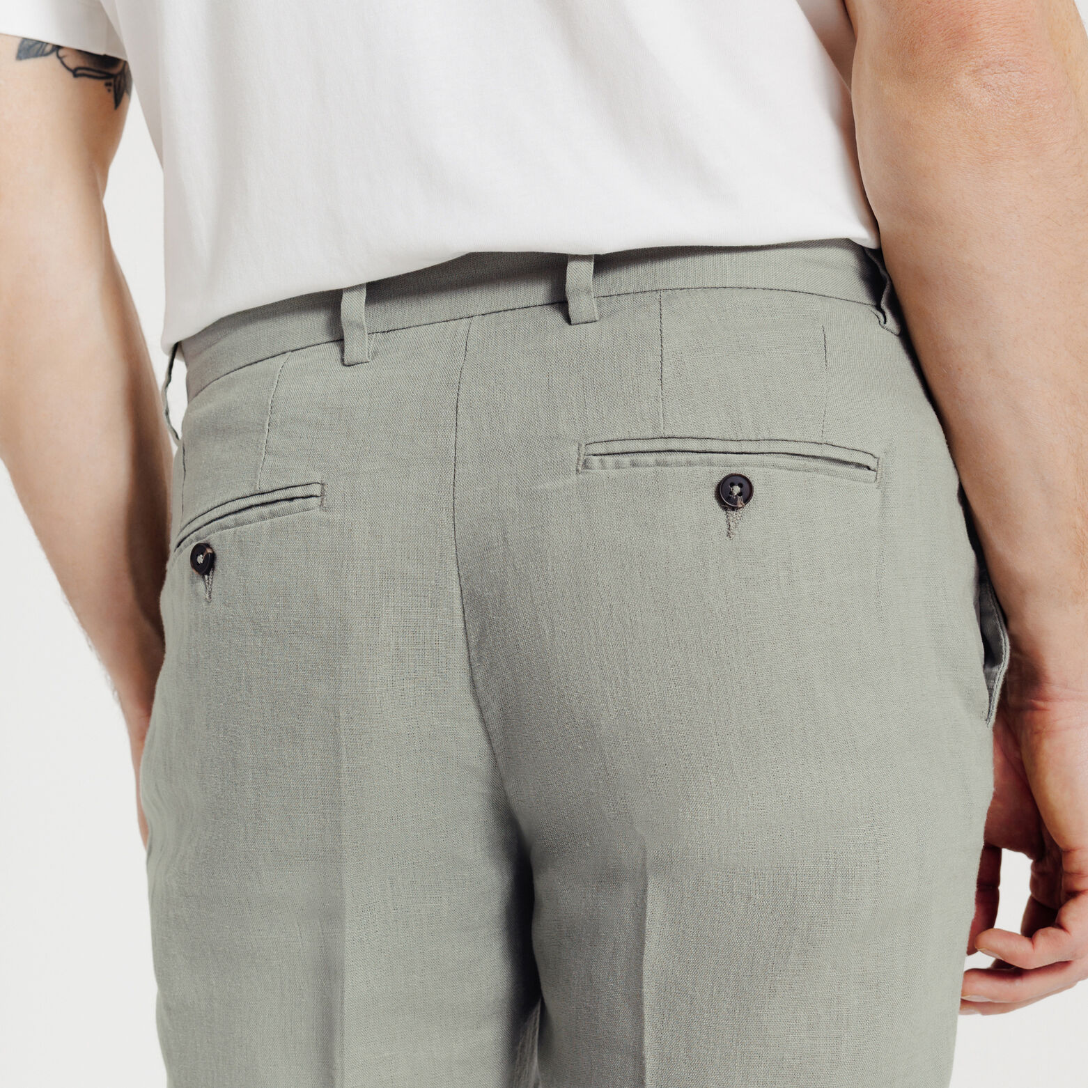 Pantalon chino straight 100% lin