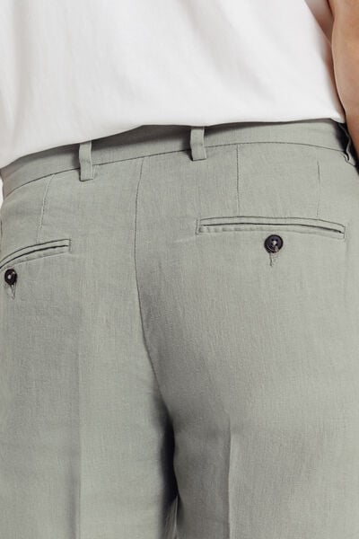 Pantalon chino straight 100% lin