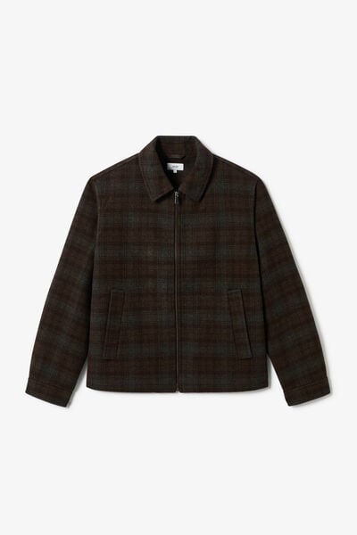 Blouson contenant de la laine col chemise zipp&eacute;