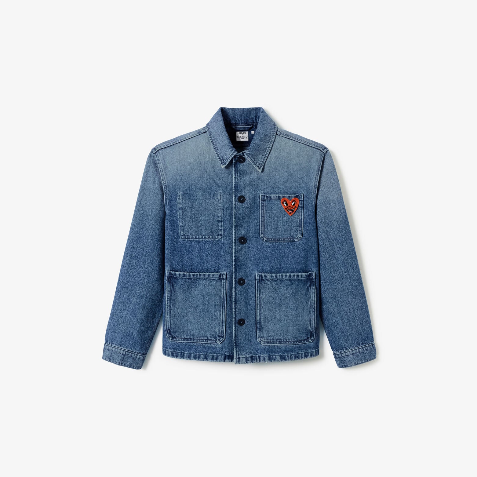Geborduurde jeans overhemdjas Keith Haring-licenti