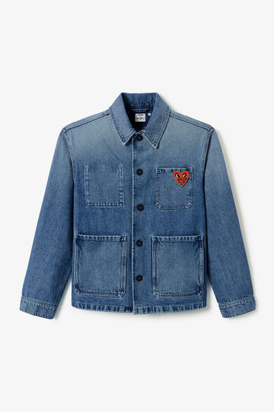 Geborduurde jeans overhemdjas Keith Haring-licenti