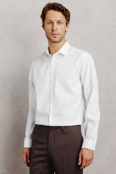 Chemise sans repassage regular en coton ray&eacute;e