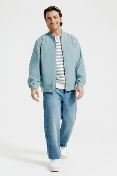 Gestreepte trui korte mouwen met resort polokraag