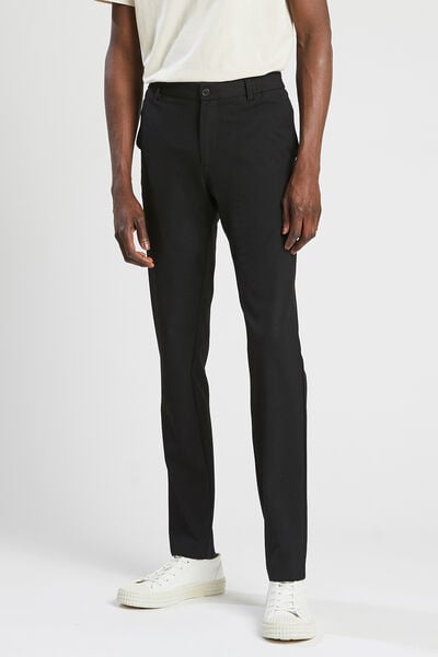 Pantalon slim chino taille élastiquée bi-stretch Noir
