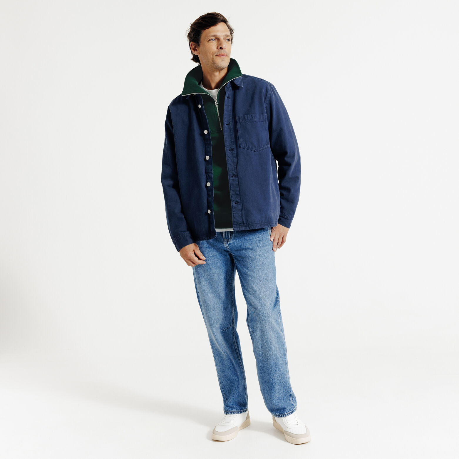 Sweater truckerskraag met rits