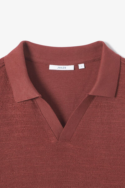 Polo korte mouwen met resortkraag in textuurstof