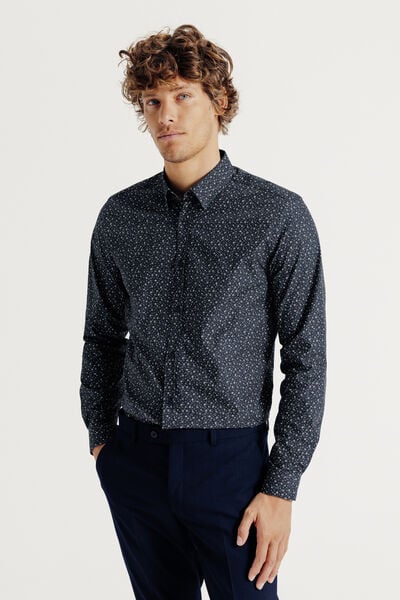 Chemise en coton imprimé floral slim