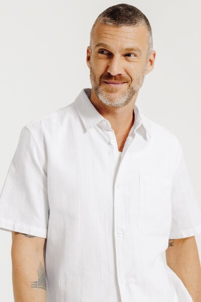 Chemisette en coton ray&eacute;e ton sur ton