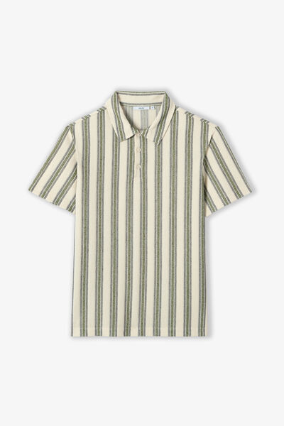 Polo manches courtes ray&eacute; textur&eacute;