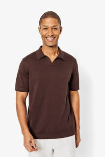 Polo en maille col resort jersey