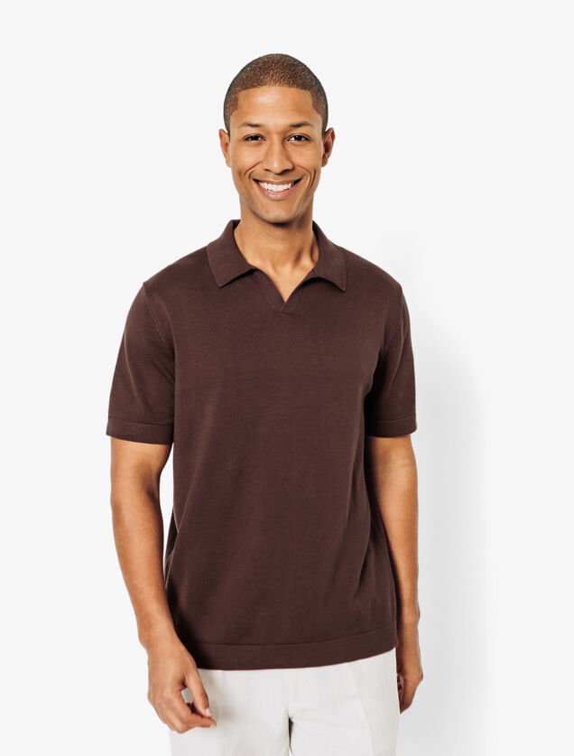 Polo en maille col resort jersey