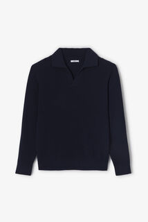 Polo en maille manches longues col resort