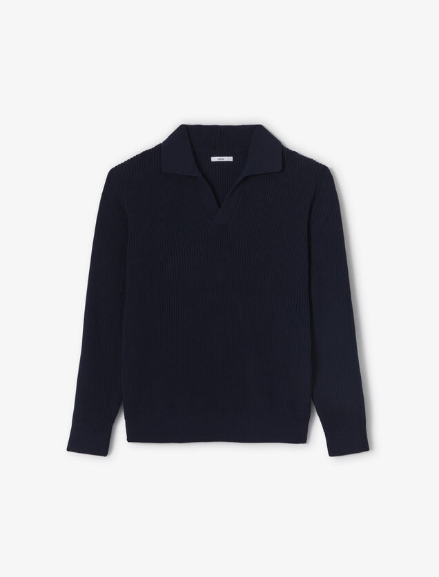 Polo en maille manches longues col resort