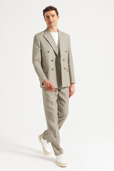 Costume 2 pi&egrave;ces ray&eacute; confort - Beige