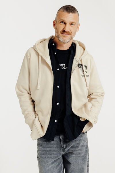 Sweat &agrave; capuche zipp&eacute; imprim&eacute;