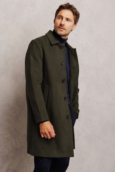 Manteau long col chemise laine majoritaire