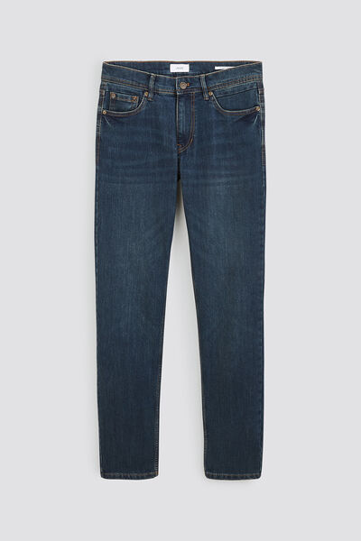 Straight jeans, 4 lengtes, gerec. katoen-polyester