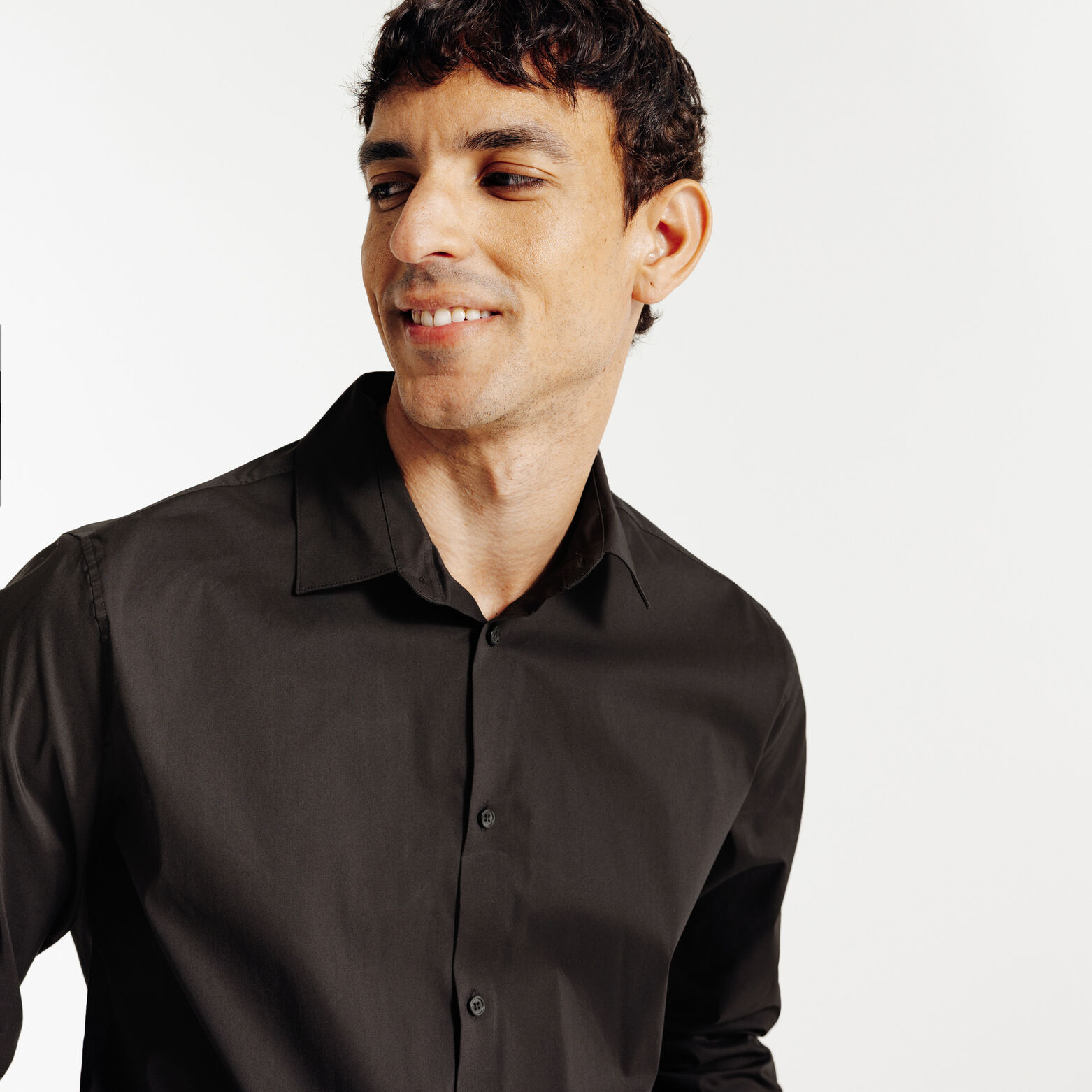 Slim effen hemd in gerecyclede polyamide