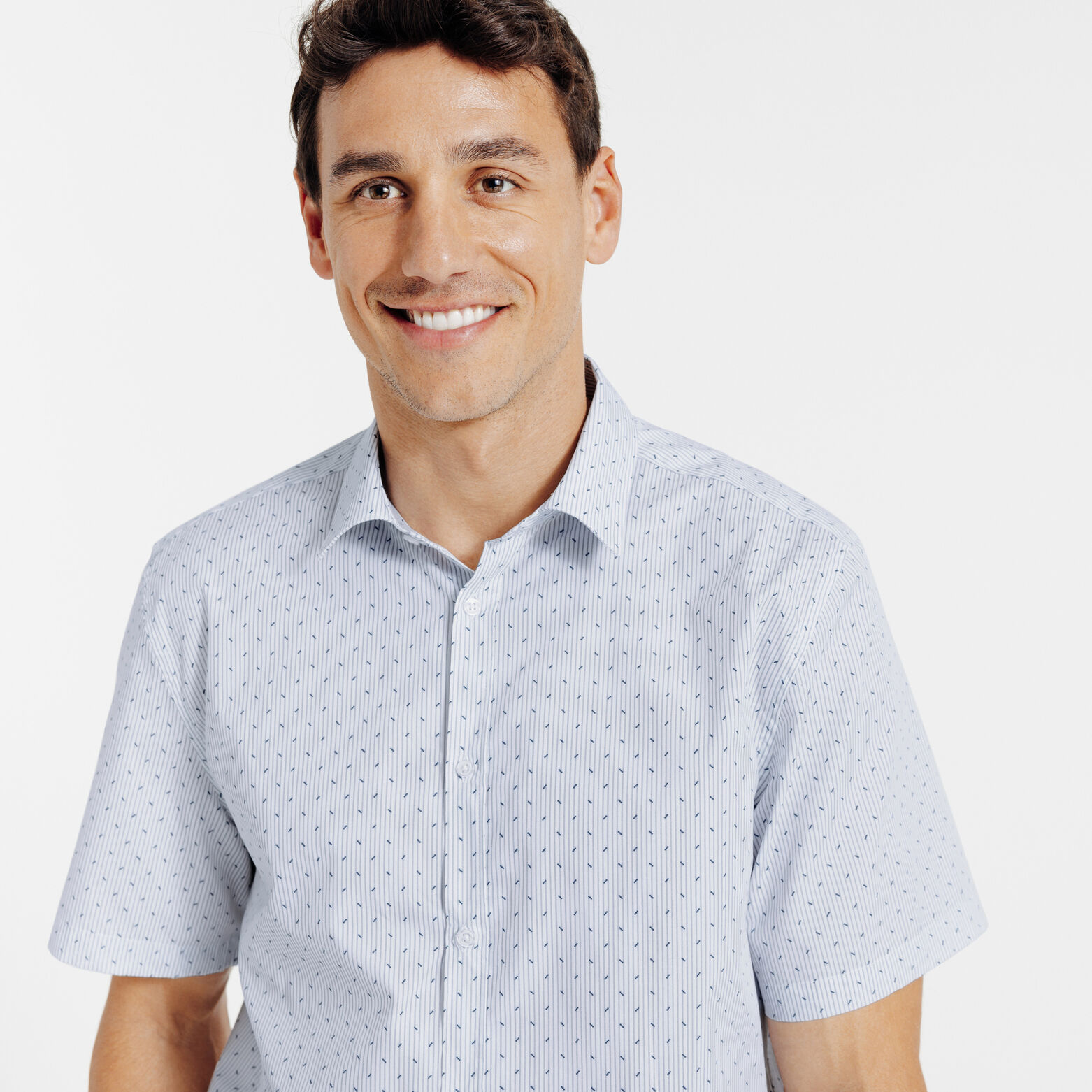 Chemisette en coton imprim&eacute; g&eacute;om&eacute;trique slim