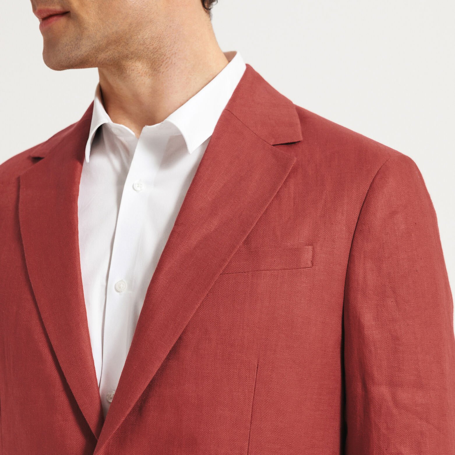 Veste de costume confort motif chevron 100% lin