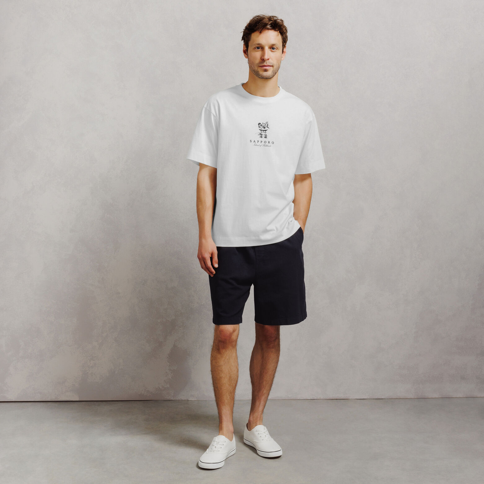 T-shirt met print voor en achter Japan 