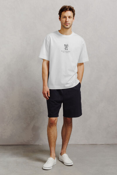 T-shirt met print voor en achter Japan 