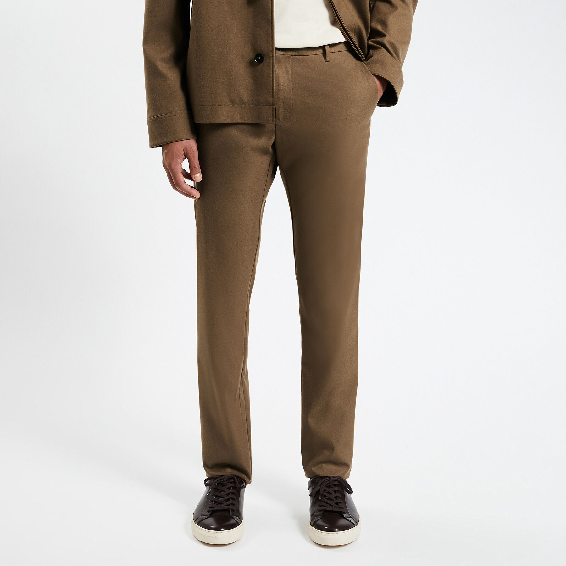 Pantalon chino slim effet flanelle Camel Jules