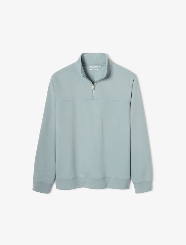 Sweat col montant zipp&eacute; uni